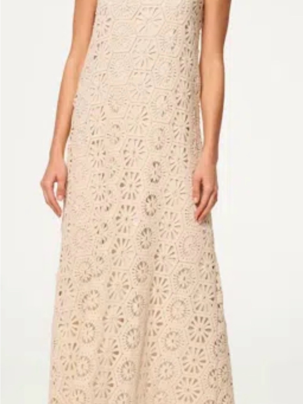 Misa Los Angeles Crochet Lace Maxi Dress in Beige